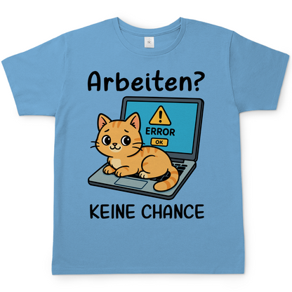 Herren T-Shirt Arbeiten? Keine Chance - Katze sitzt auf Laptop