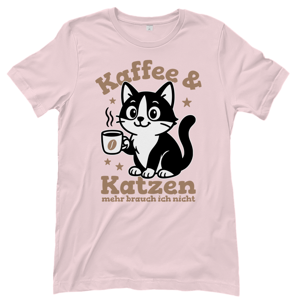 Damen T-Shirt - Kaffee & Katzen – Niedliches Motiv für Kaffeeliebhaber