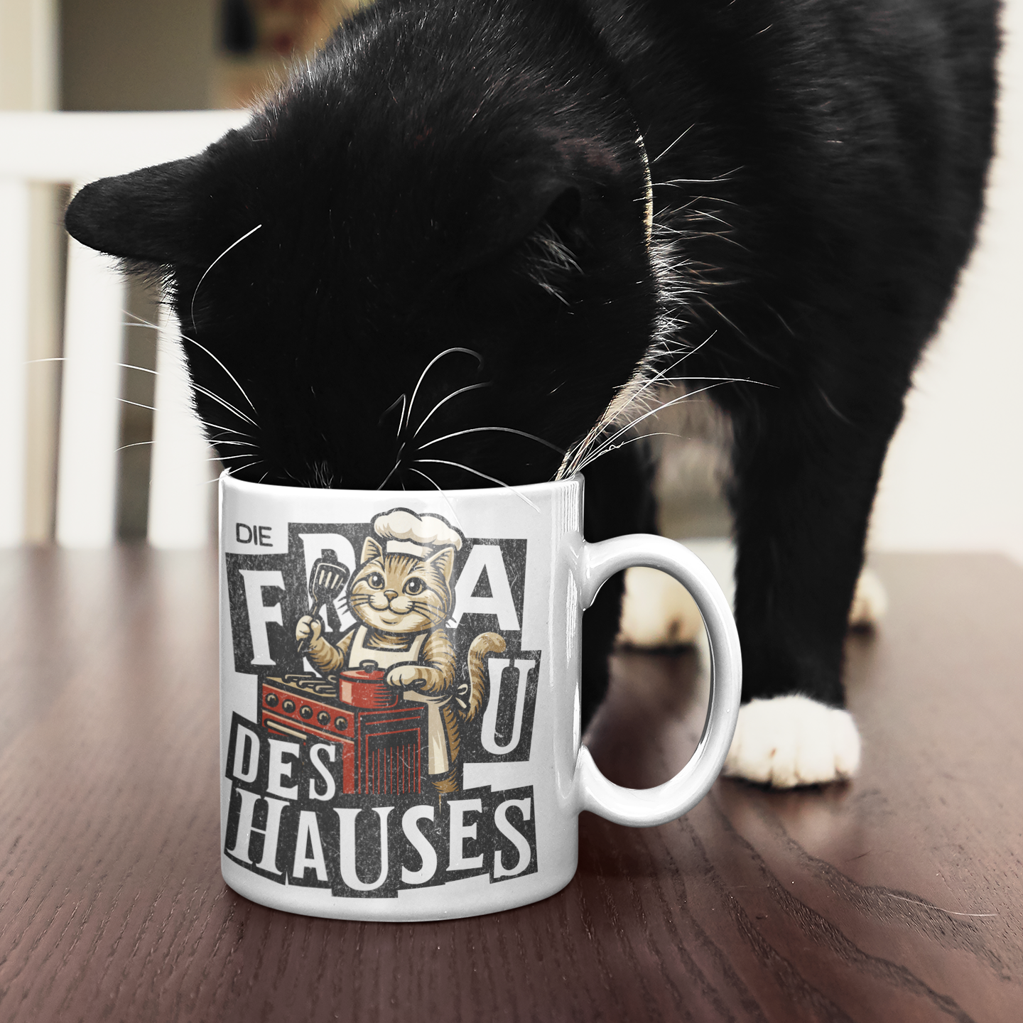 Tasse Die Frau des Hauses - Katze am Kochen