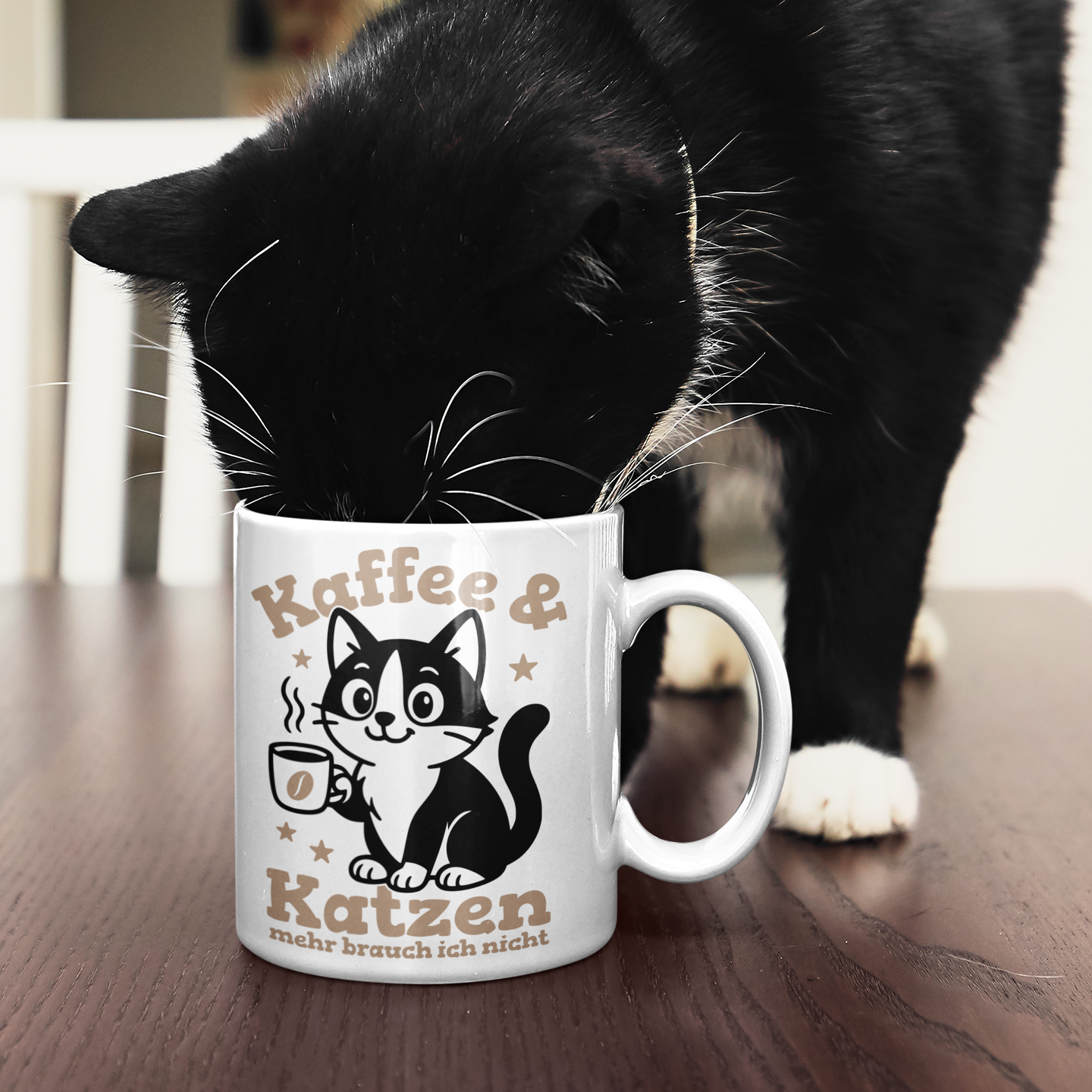Tasse - Kaffee & Katzen – Niedliches Motiv für Kaffeeliebhaber