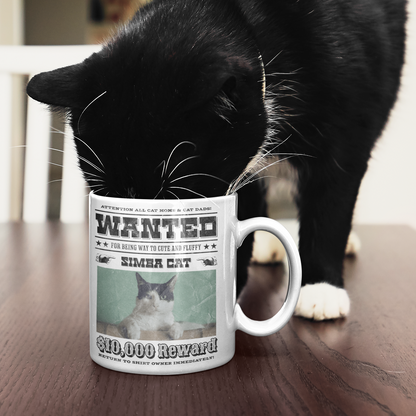 Tasse Personalisiert - Wanted Cat - Western Katzen Fahndungsfoto