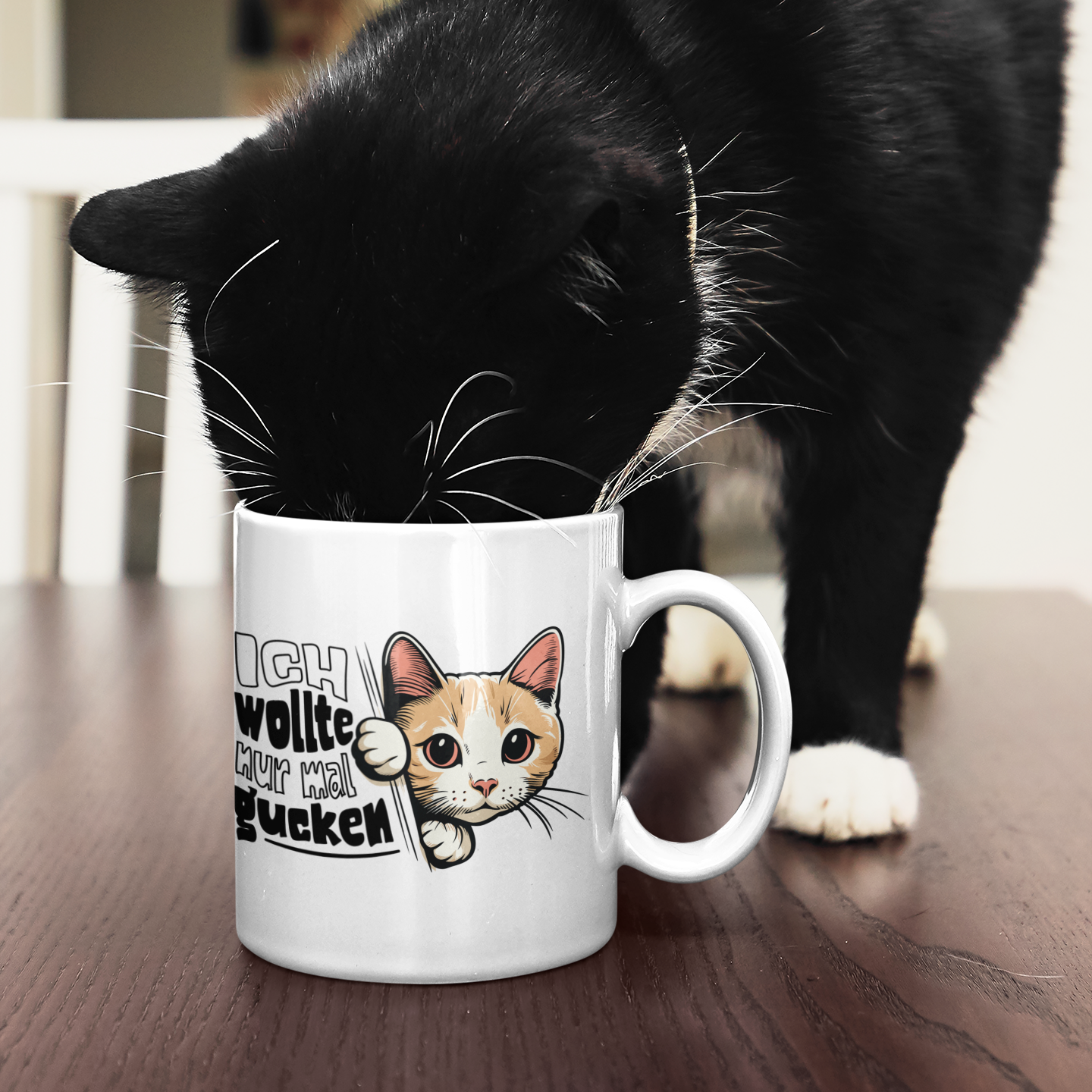 Tasse Ich wollte nur mal gucken - Hinterhältig Katze