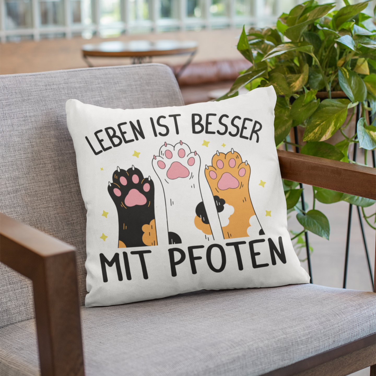 Kopfkissen flauschig Leben ist besser mit Pfoten