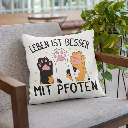 Kopfkissen flauschig Leben ist besser mit Pfoten