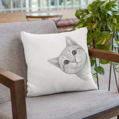 Kopfkissen flauschig - Sneaky Cat – Neugierige Katze schaut um die Ecke