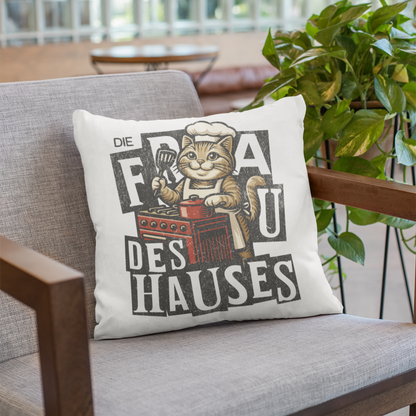 Kopfkissen flauschig Die Frau des Hauses - Katze am Kochen