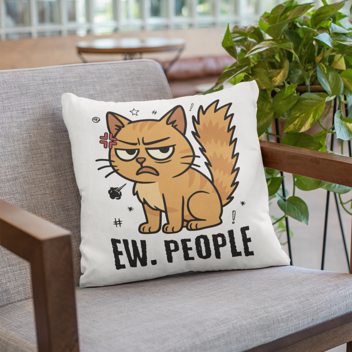 Kopfkissen flauschig - Ew. People Cat – Lustiges Statement Katzenmotiv