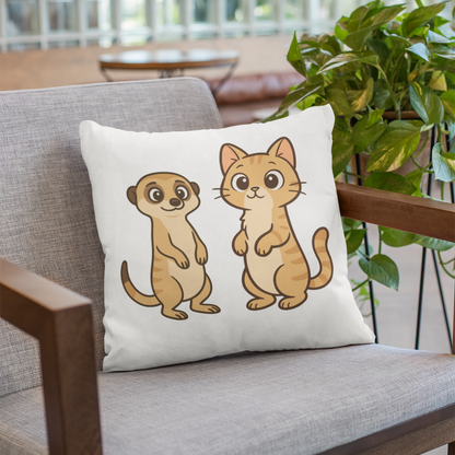 Kopfkissen flauschig Personalisiert - Stehende Katze mit Erdmännchen, sarkastisch