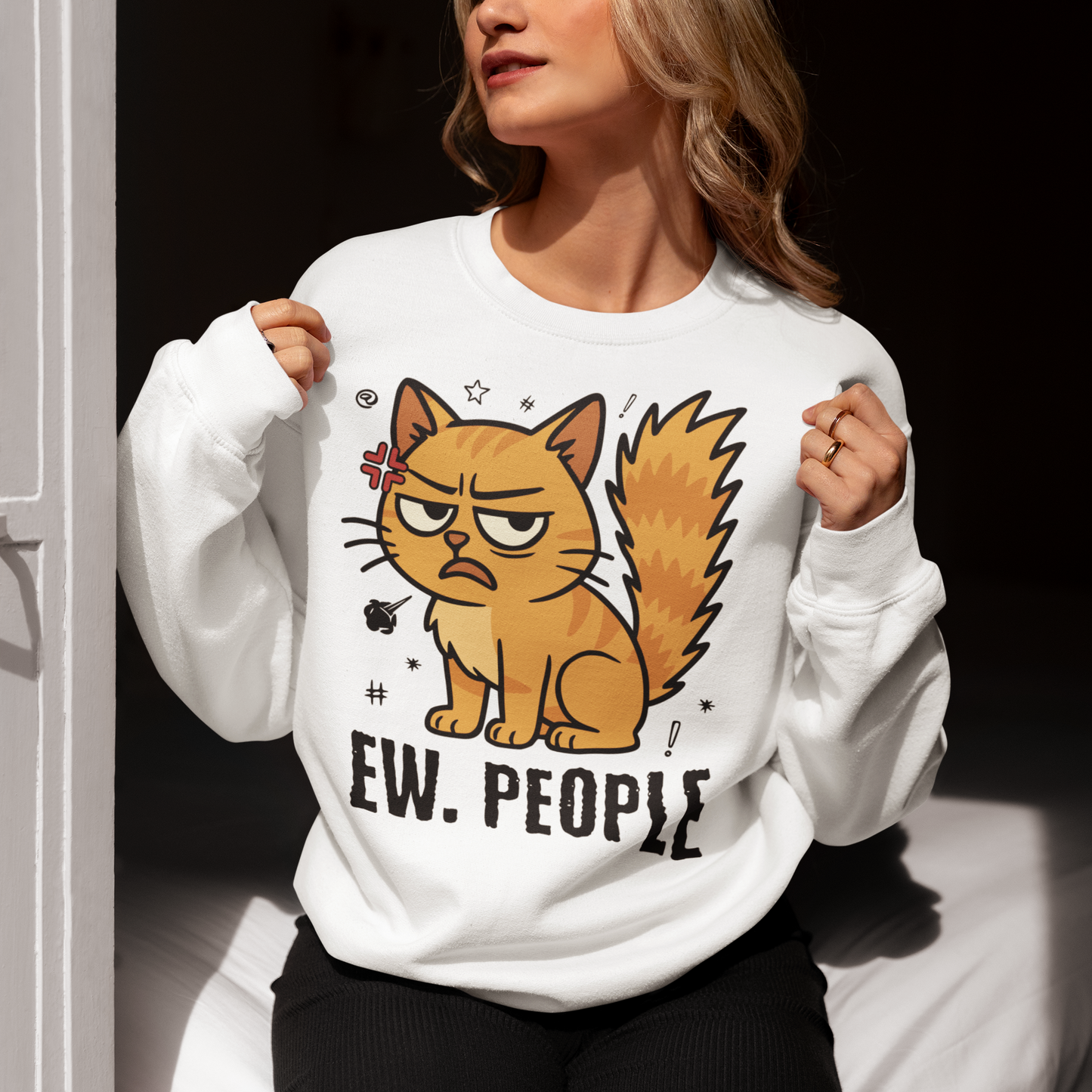 Damen Sweatshirt - Ew. People Cat – Lustiges Statement Katzenmotiv