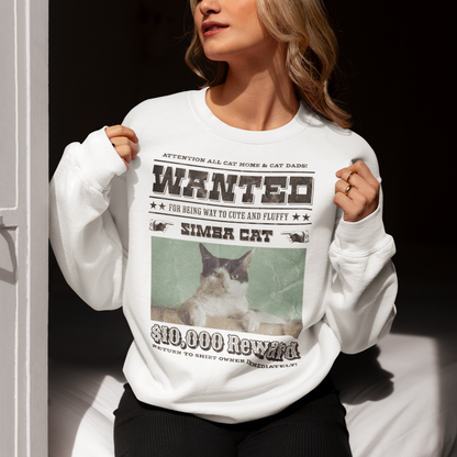 Damen Sweatshirt Personalisiert - Wanted Cat - Western Katzen Fahndungsfoto