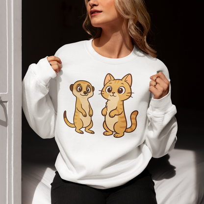 Damen Sweatshirt Personalisiert - Stehende Katze mit Erdmännchen, sarkastisch