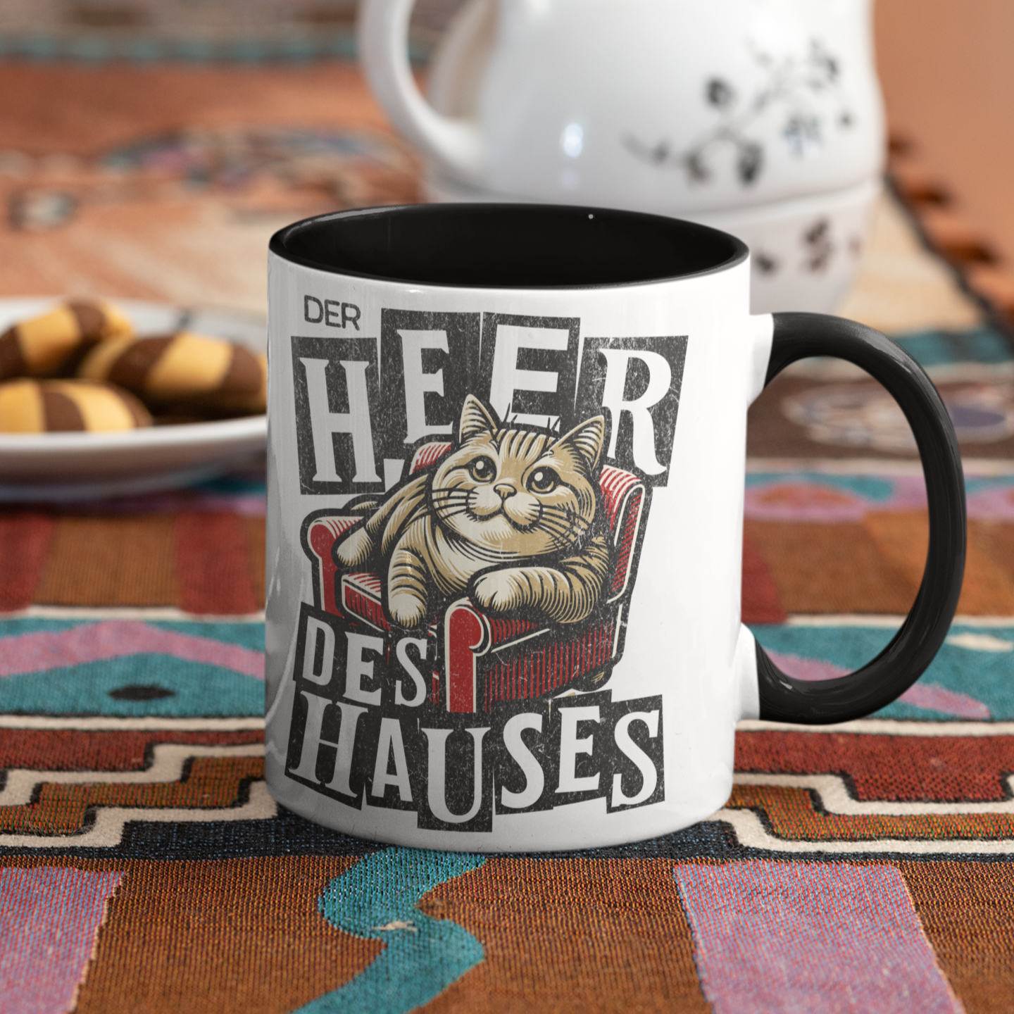 Tasse zweifarbig Der Heer des Hauses - Katze auf Sofa