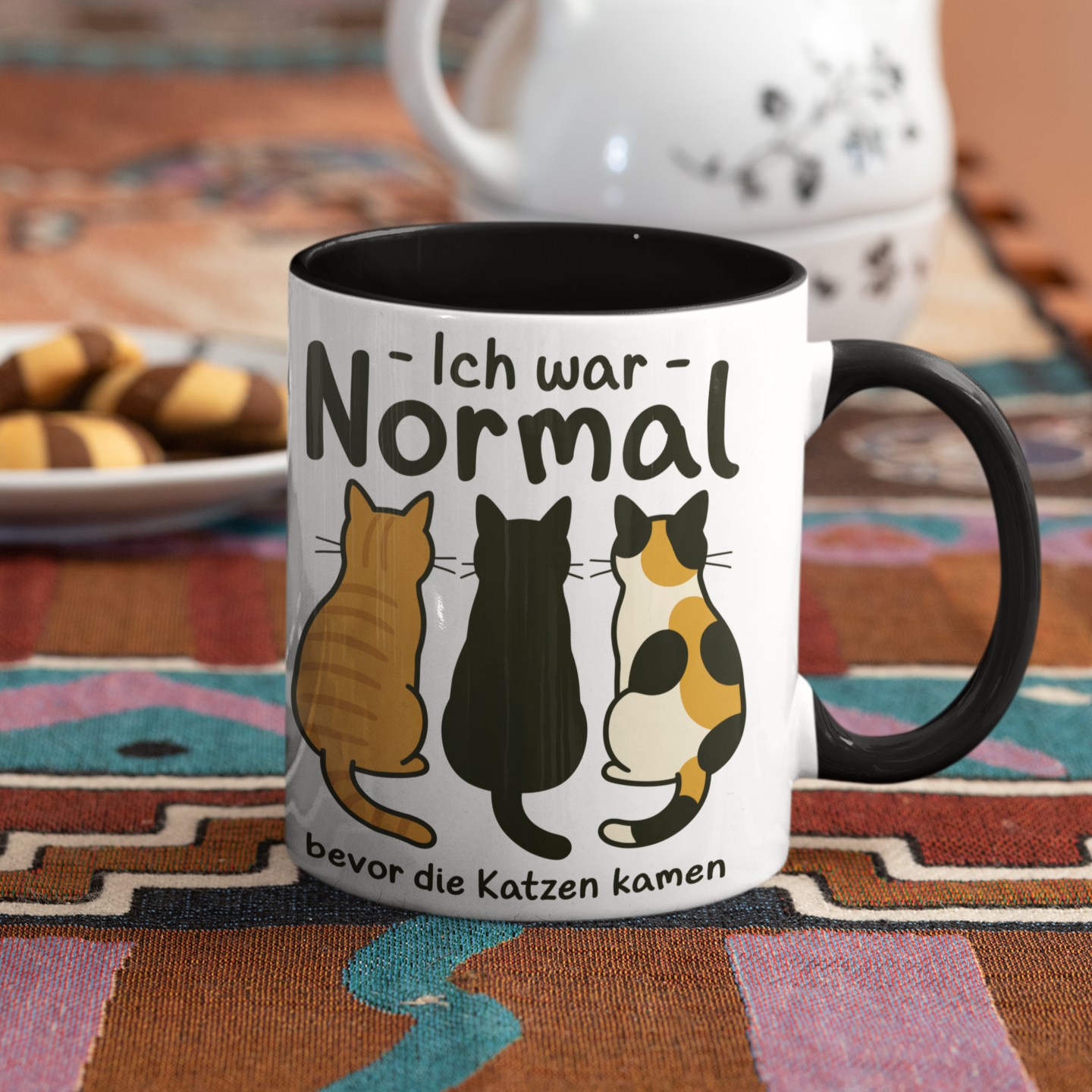 Tasse zweifarbig Ich war Normal, bevor die Katzen kamen