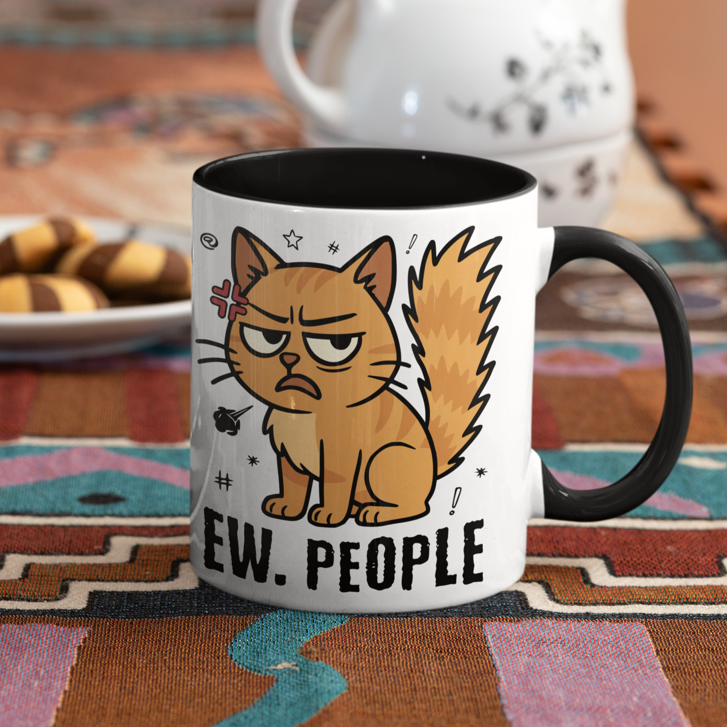 Tasse zweifarbig - Ew. People Cat – Lustiges Statement Katzenmotiv