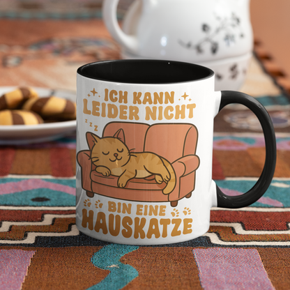 Tasse zweifarbig - Hauskatze Sofa – „Ich kann leider nicht, bin eine Hauskatze“