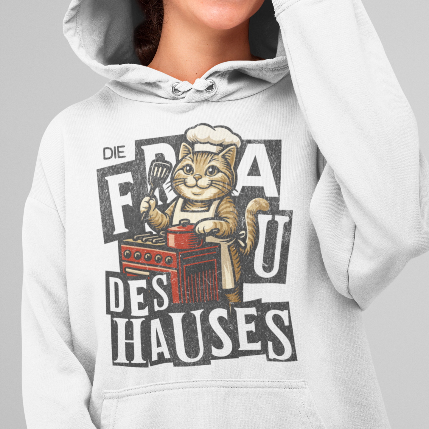 ST/ST Drummer Hoodie Die Frau des Hauses - Katze am Kochen