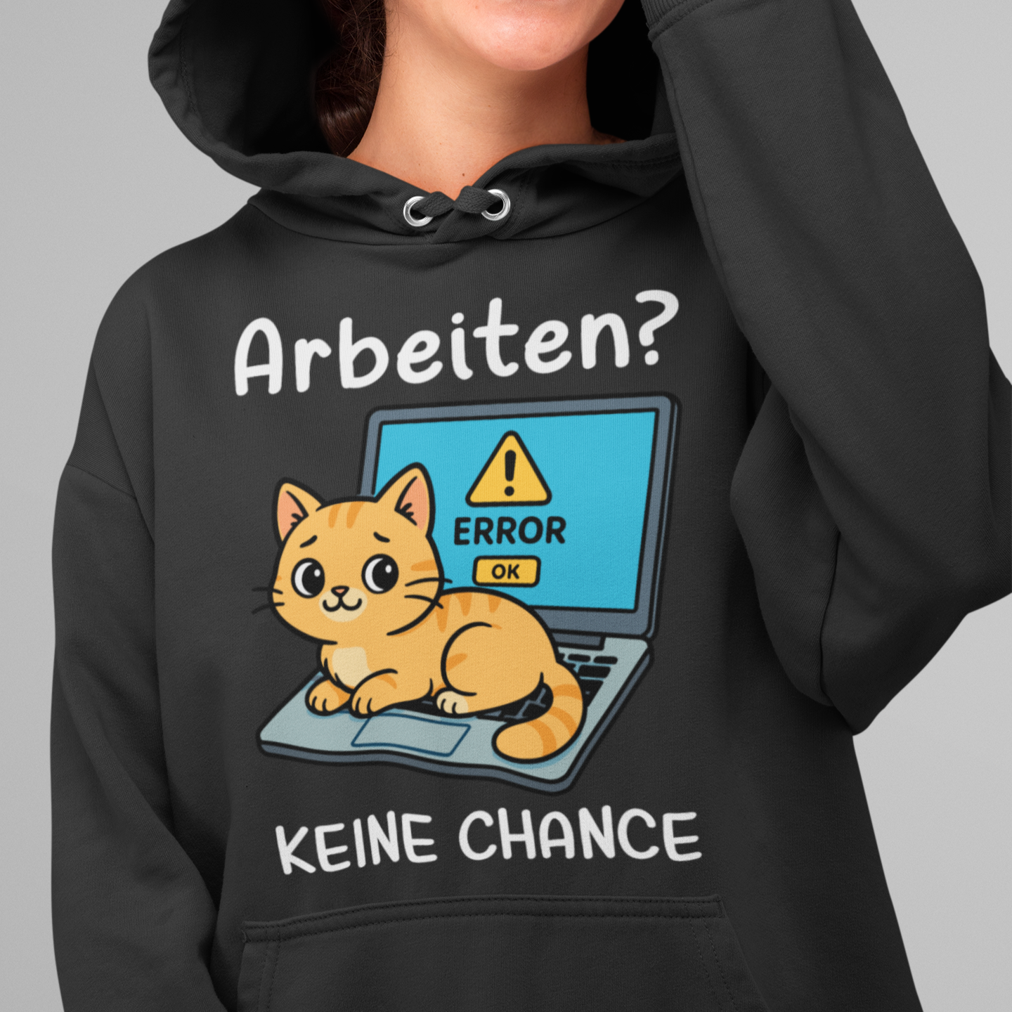 ST/ST Drummer Hoodie Arbeiten? Keine Chance - Katze sitzt auf Laptop