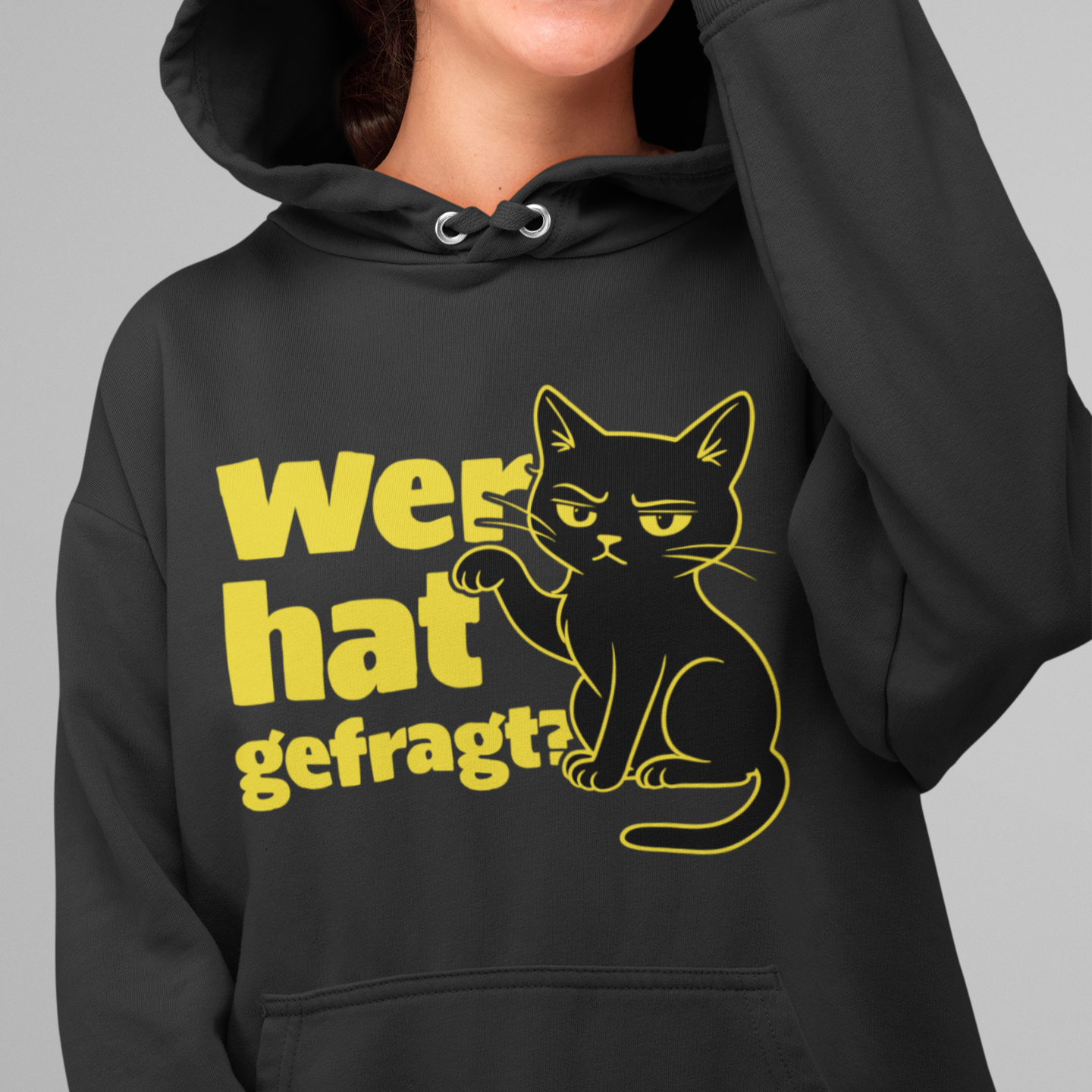 ST/ST Drummer Hoodie Wer hat gefragt? - Sarkastische Schwarze Katze