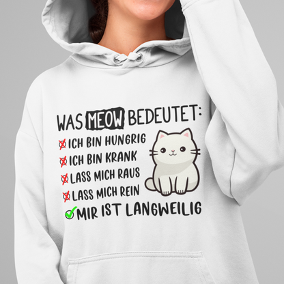 ST/ST Drummer Hoodie - Was Meow bedeutet - Lustiges Katzensprache Design