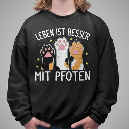 Herren Sweatshirt Leben ist besser mit Pfoten