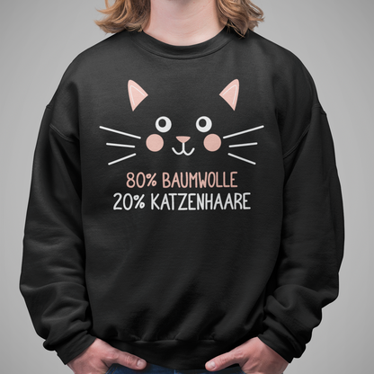 Herren Sweatshirt - 80% Baumwolle 20% Katzenhaare – Witziges Katzen-Spruchmotiv