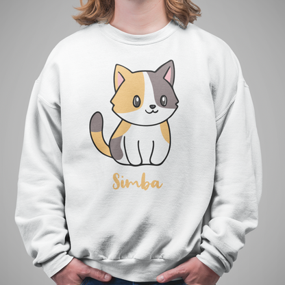 Herren Sweatshirt Personalisiert - Eine Individuelle Cartoon Katze mit Name