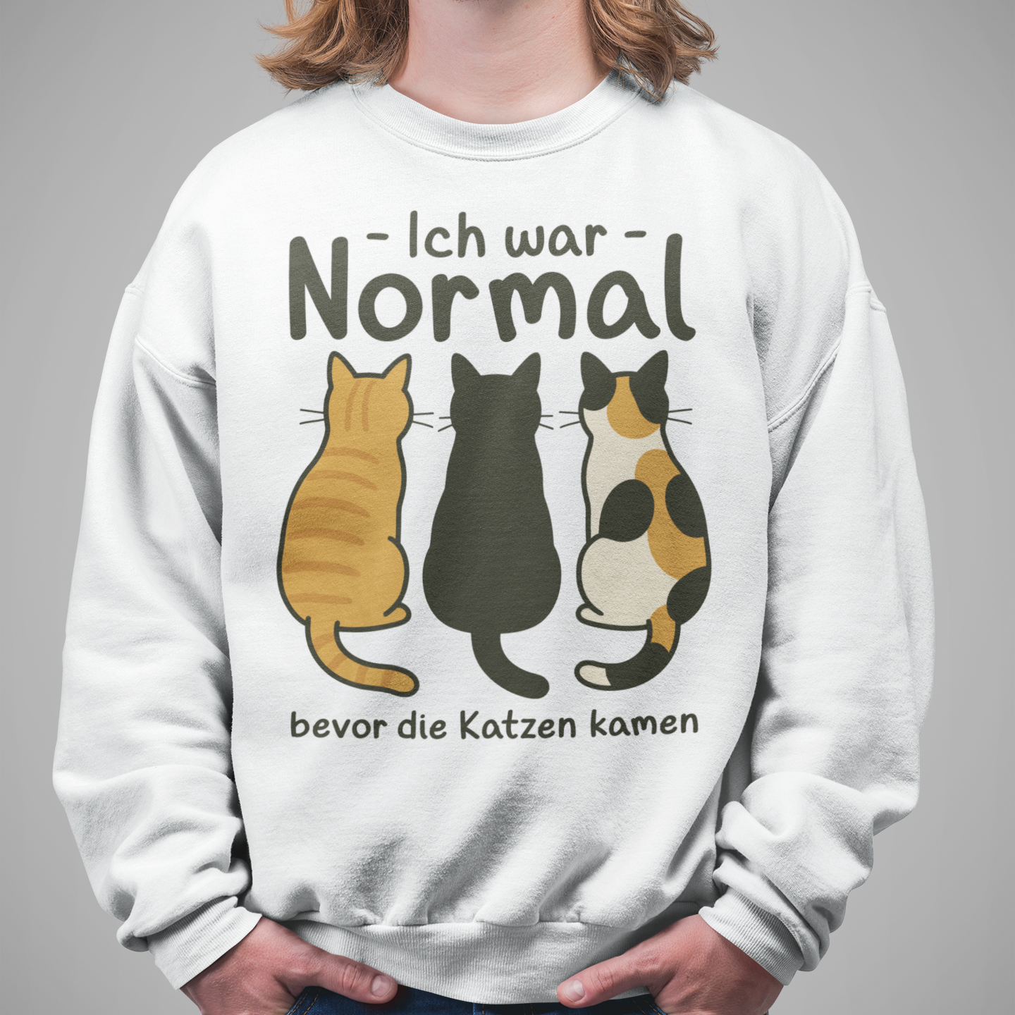 Herren Sweatshirt Ich war Normal, bevor die Katzen kamen