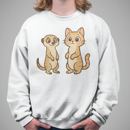 Herren Sweatshirt Personalisiert - Stehende Katze mit Erdmännchen, sarkastisch
