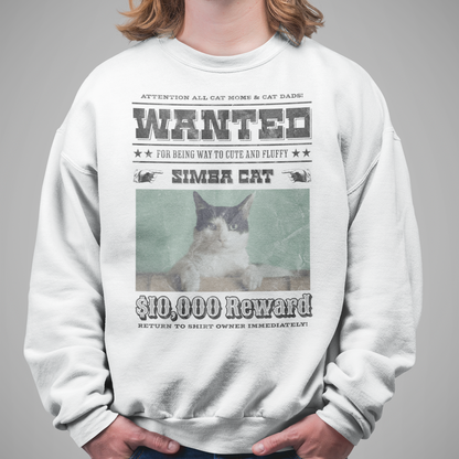 Herren Sweatshirt Personalisiert - Wanted Cat - Western Katzen Fahndungsfoto